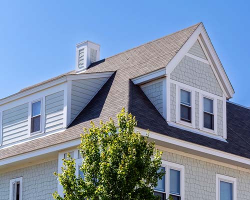 Residential home with shingle roof