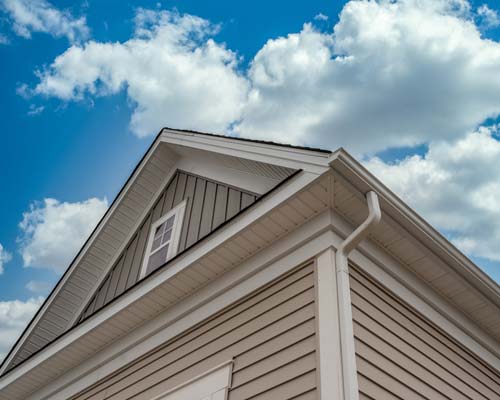 Closeup view of residential home siding